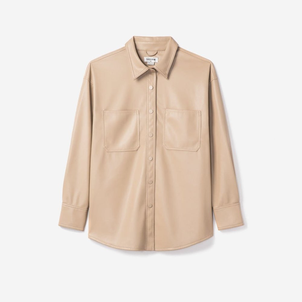 Noize Senna Loose Fit Vegan Leather Shirt